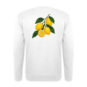 Zitruszweig Gelbe Lemons Motiv - Unisex Pullover - Weiß - Hinten - Michal (187cm)