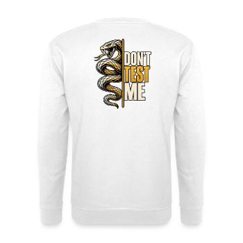 Don't Test Me – Schlangen Statement - Unisex Pullover - Weiß - Hinten - Michal (187cm)
