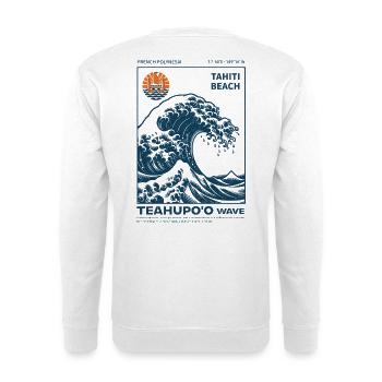 Vague Teahupo'o Tahiti Bleu Océan - Sweat-shirt Unisexe - blanc - Dos