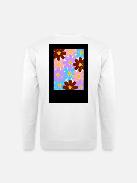 Bunte Blüten Muster - Unisex Pullover - Weiß