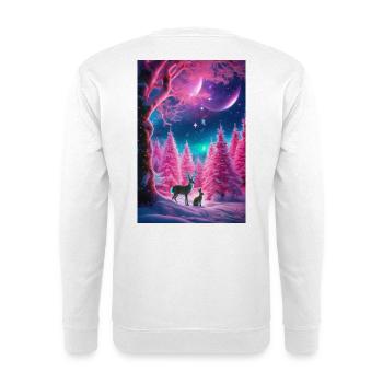 Neon-Winterhirsch-Traum - Unisex Pullover - Weiß - Hinten