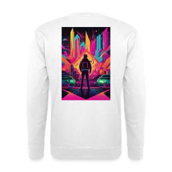 Neon Frontier Astronaut in Neon City - Unisex Pullover - Weiß - Hinten