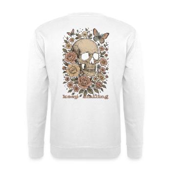 Keep smiling - Skull & Flowers - Unisex Sweatshirt - white - Back