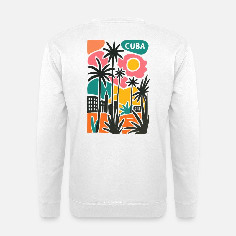 Tropischer Sonnenuntergang mit Palmen - Unisex Pullover - Weiß