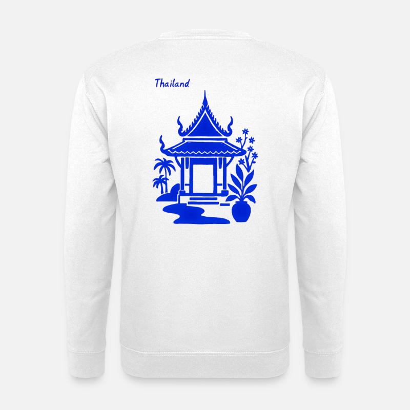 Blauer Thailändischer Pavillon - Unisex Pullover - Weiß