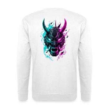 Neon Cyber Oni Mask - Unisex Pullover - Weiß - Hinten