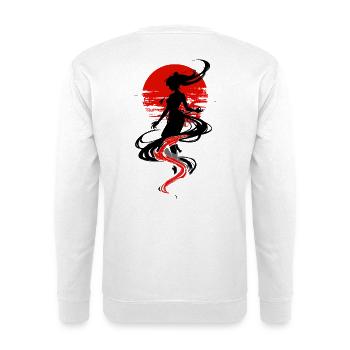 Japanese Water Spirit – Red Sun Ink Silhouette - Unisex Sweatshirt - white - Back