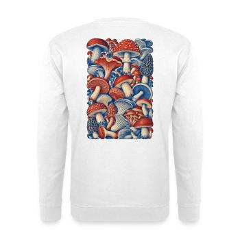 Waldboden-Panelpilz - Unisex Pullover - Weiß - Hinten - Michal (187cm)