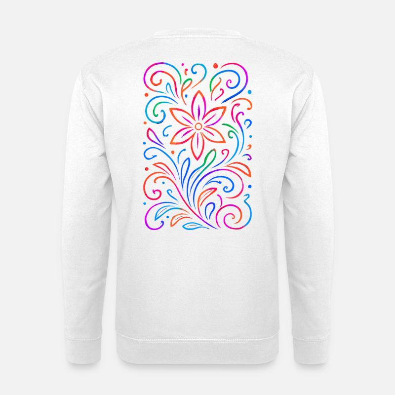 Leuchtendes florales Mandala - Unisex Pullover - Weiß