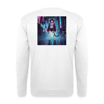 Chat néon dans le quartier cyber - Sweat-shirt Unisexe - blanc - Dos