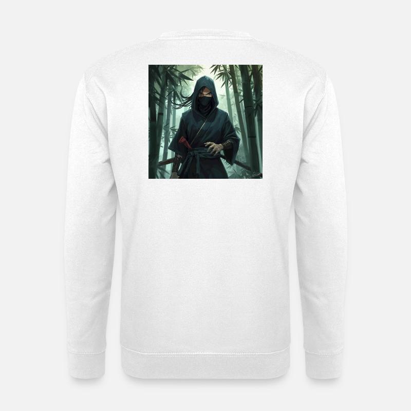 Shadow ninja in bamboo forest - Unisex Sweatshirt - white