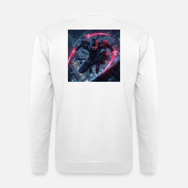 Städtischer Ninja mit Neon-Klingen - Unisex Pullover - Weiß