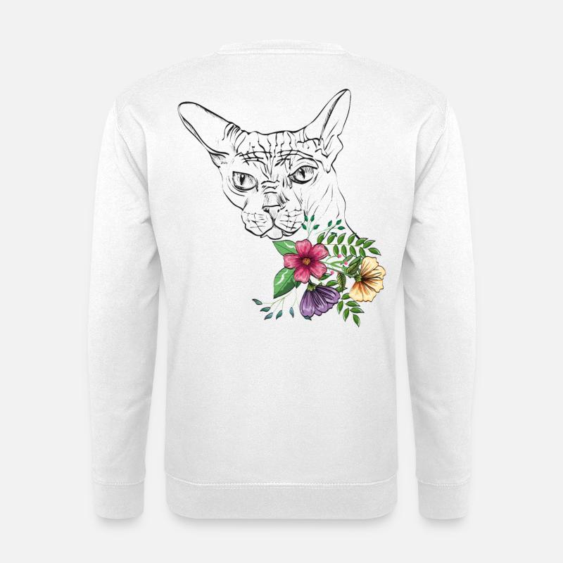 Chat avec des fleurs - Sweat-shirt Unisexe - blanc
