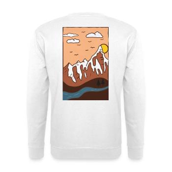 Berglandschaft Sonnenuntergang - Unisex Pullover - Weiß - Hinten