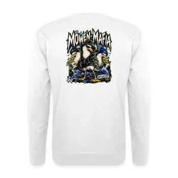 Möwen-Mafia – North Coast Streetwear - Unisex Pullover - Weiß - Hinten - Michal (187cm)