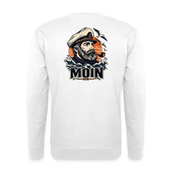Moin Seemann – Maritimes Küsten Design - Unisex Pullover - Weiß - Hinten - Michal (187cm)