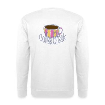 Kaffee Pause Streifenbecher - Unisex Pullover - Weiß - Hinten - Michal (187cm)