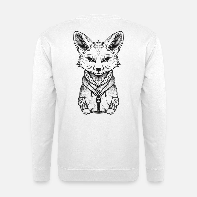 Fuchs mit Hoodie Illustration - Unisex Pullover - Weiß