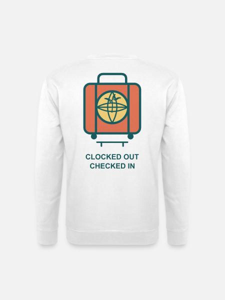 Clocked Out Checked In Koffer - Unisex Pullover - Weiß