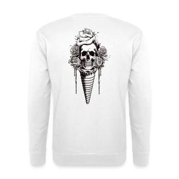 Skull with roses and flourish art - Unisex Sweatshirt - white - Back