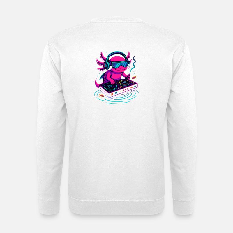 DJ-Axolotl mit Cyperpunk Vibe - Unisex Pullover - Weiß