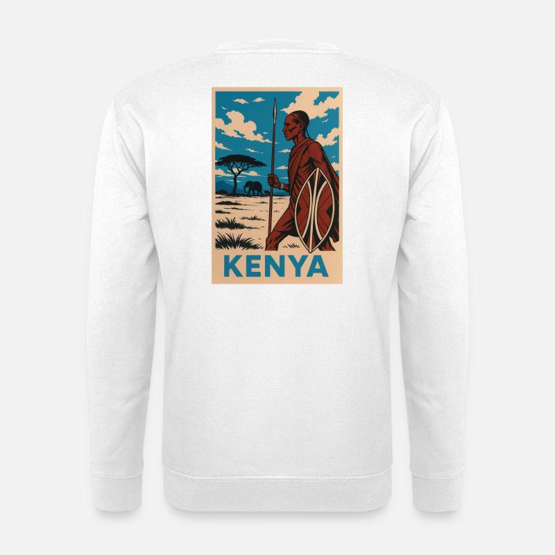 Kenya Maasai Warrior Nature Illustration - Unisex Pullover - Weiß