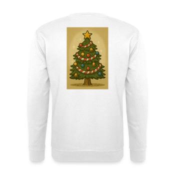 Weihnachtsbaum mit Zuckerschnur und Glocken - Unisex Pullover - Weiß - Hinten - Michal (187cm)