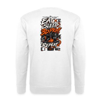 3D Druck Eat Sleep Print Repeat - Unisex Pullover - Weiß - Hinten - Michal (187cm)