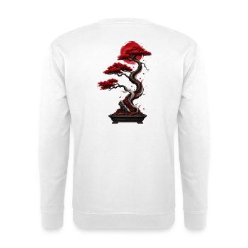 Roter Bonsai im Mondroten Licht - Unisex Pullover - Weiß - Hinten - Michal (187cm)