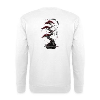 Roter Bonsai im Mondkreis - Unisex Pullover - Weiß - Hinten - Michal (187cm)