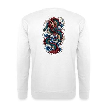 Scharlachroter Wellendrache - Unisex Pullover - Weiß - Hinten - Michal (187cm)