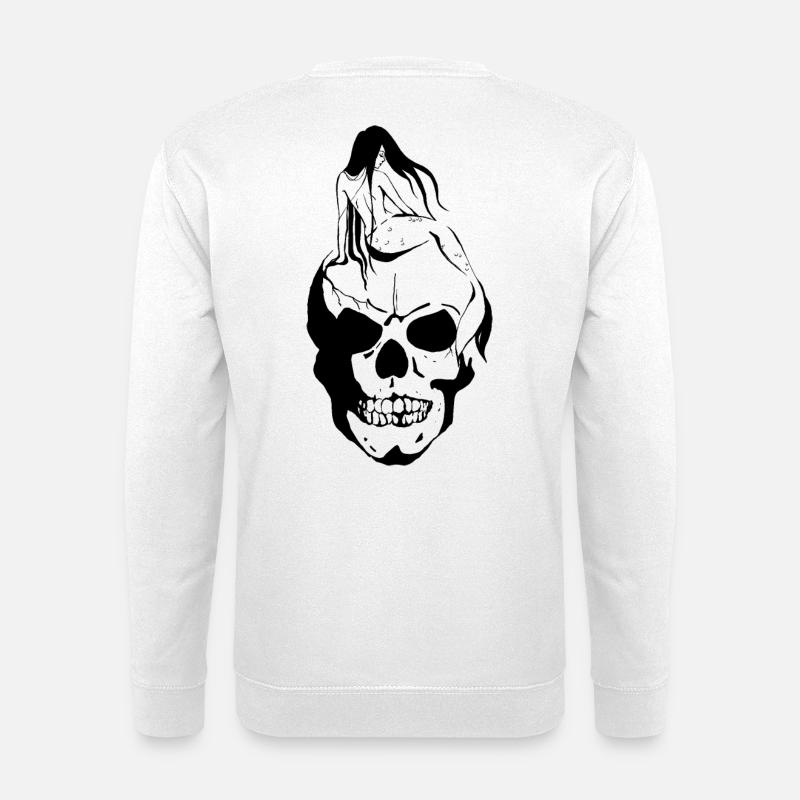 Meerjungfrau auf Schädel - Unisex Pullover - Weiß