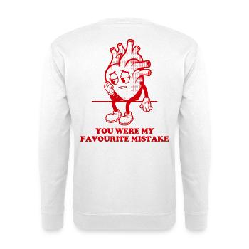 Herz, du warst mein Lieblingsfehler - Unisex Pullover - Weiß - Hinten - Michal (187cm)