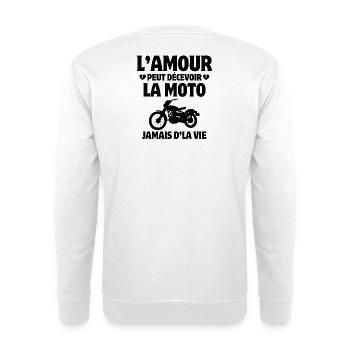 moto, fan de moto, motard, motarde - Sweat-shirt Unisexe - blanc - Dos