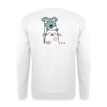 Dog and cat - Unisex Sweatshirt - white - Back