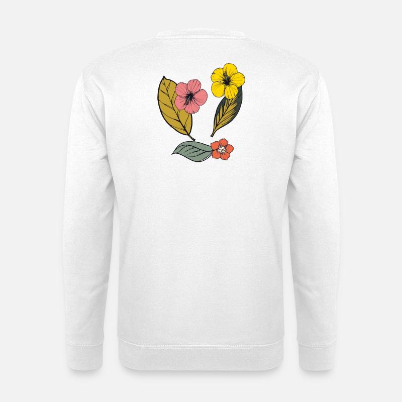 Autumn floral, Hibiskus - Unisex Pullover - Weiß