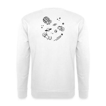 Cats Universe | Katzen Universum | Skizze Line Art - Unisex Pullover - Weiß - Hinten