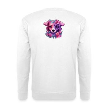 Floral dog motif in pastel colours - Unisex Sweatshirt - white - Back