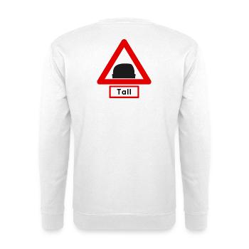 Warning: Tall! Head symbol 🚧 - Unisex Sweatshirt - white - Back