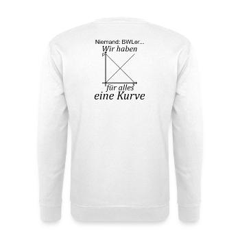 Unispruch "für alles eine Kurve" Studenten - Unisex Pullover - Weiß - Hinten