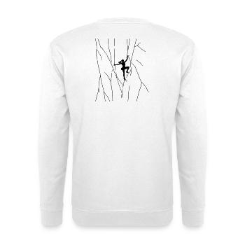 Girl climbs on rock outdoor bouldering free solo - Unisex Sweatshirt - white - Back