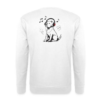 Dog Headphones Music Sketch Dog Gift - Unisex Sweatshirt - white - Back