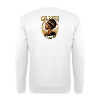 Königin: Nicht Glücklich - Nur Gesegnet - Unisex Pullover - Weiß - Hinten - Michal (187cm)