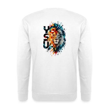 YESHUA – Löwe von Juda | Christliches Design  - Unisex Pullover - Weiß - Hinten - Michal (187cm)