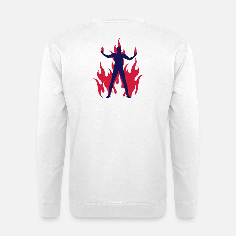 rocking devil - rockender teufel - flammen flames - Unisex Pullover - Weiß