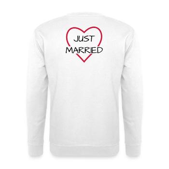 Just married heart wedding partner look - Unisex Sweatshirt - white - Back