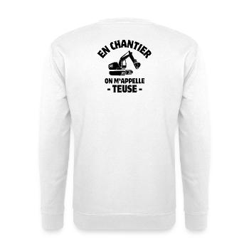 site manager, excavator, construction machine - Unisex Sweatshirt - white - Back