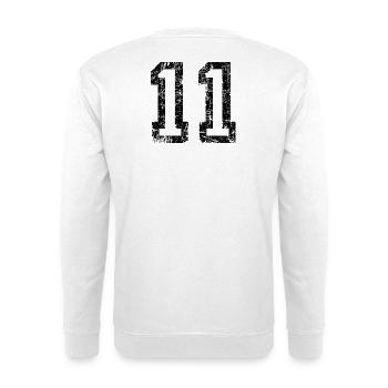 Zahl 11 (Vintage Weiß) 11. Geburtstag Nr. 11 - Unisex Pullover - Weiß - Hinten