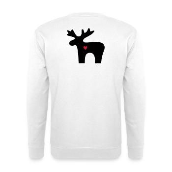 Moose heart love silhouette christmas - Unisex Sweatshirt - white - Back