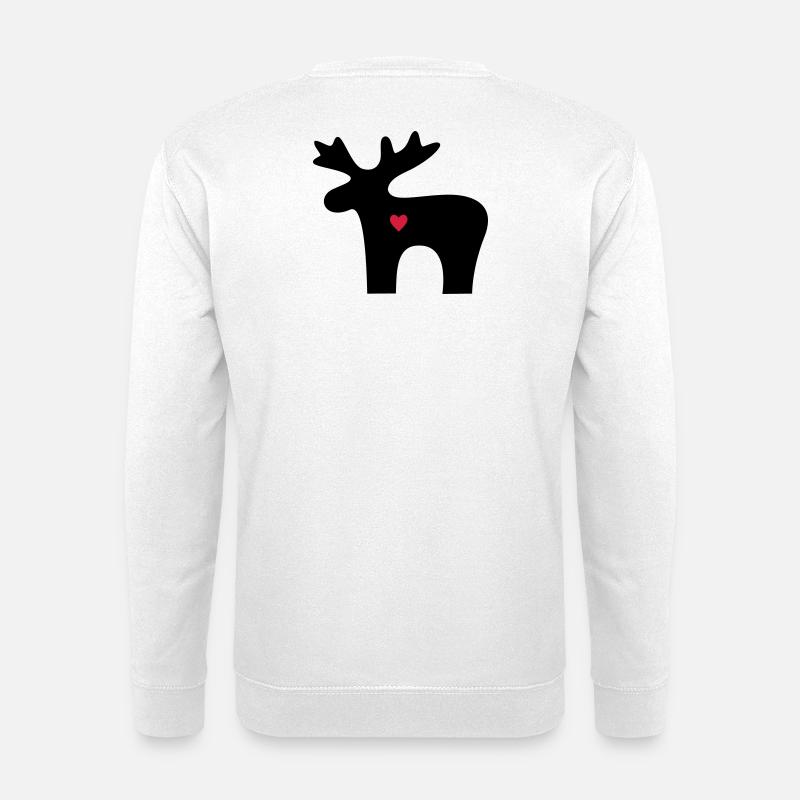Elch Herz Liebe Silhouette Weihnachten - Unisex Pullover - Weiß